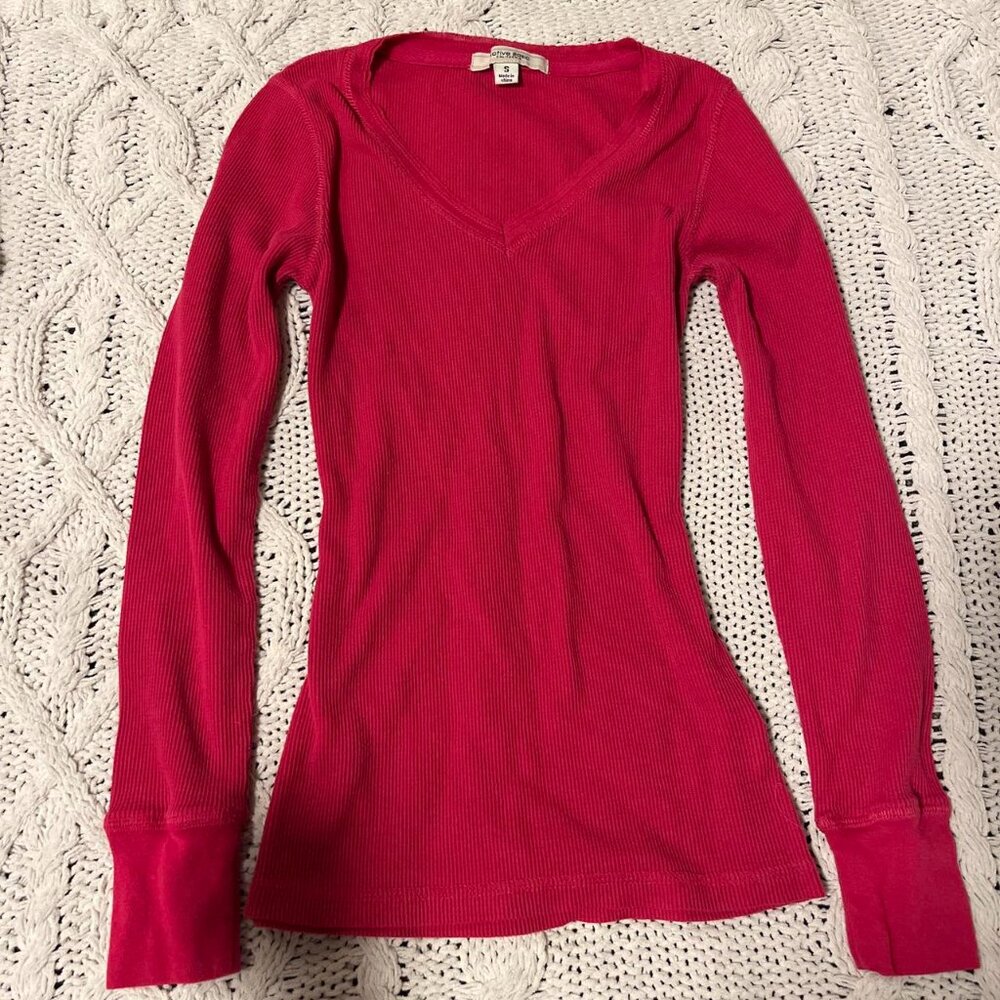 2000s hot pink long sleeve with slight v neck....
